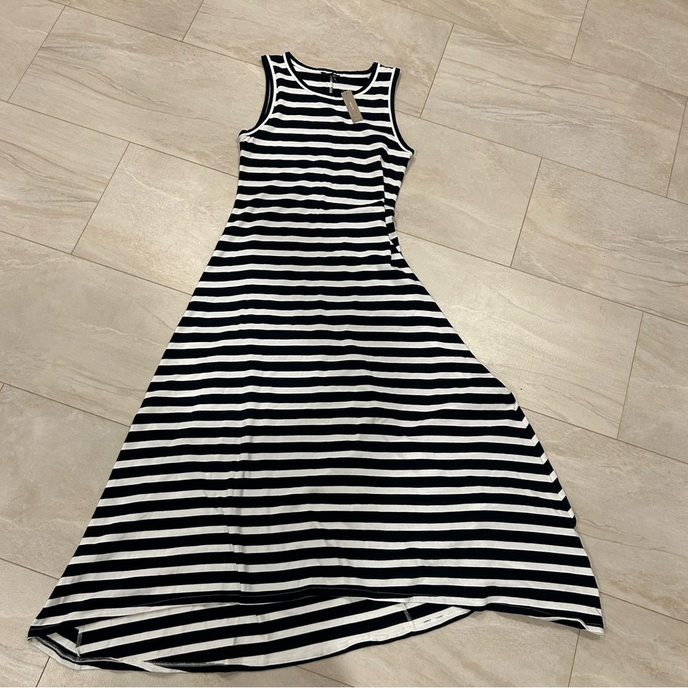 NWT J. Crew Striped Navy and White Sleeveless maxi Dress size XS